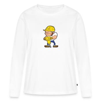 Travailleur de la construction chantier de construction - T-shirt manches longues Premium bio Femme - blanc - Devant - Julia (174cm)