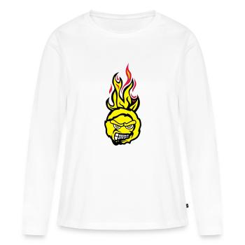tennis face cartoon flamme feroce - T-shirt manches longues Premium bio Femme - blanc - Devant - Julia (174cm)
