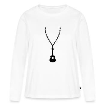 Bijoux Collier Guitariste Guitare - T-shirt manches longues Premium bio Femme - blanc - Devant - Julia (174cm)