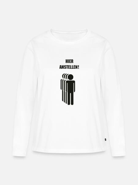 anstellen - Frauen Premium Bio Langarmshirt - Weiß