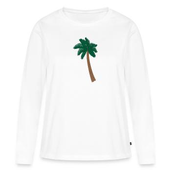 Illustration Palm - T-shirt manches longues Premium bio Femme - blanc - Devant - Julia (174cm)