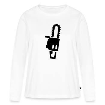Icône d’icône de tronçonneuse - T-shirt manches longues Premium bio Femme - blanc - Devant - Julia (174cm)