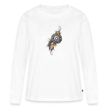 Spirale Nautilus avec accents orange - T-shirt manches longues Premium bio Femme - blanc - Devant - Julia (174cm)