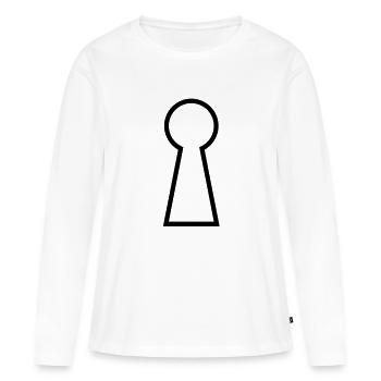 Trou de serrure - T-shirt manches longues Premium bio Femme - blanc - Devant - Julia (174cm)