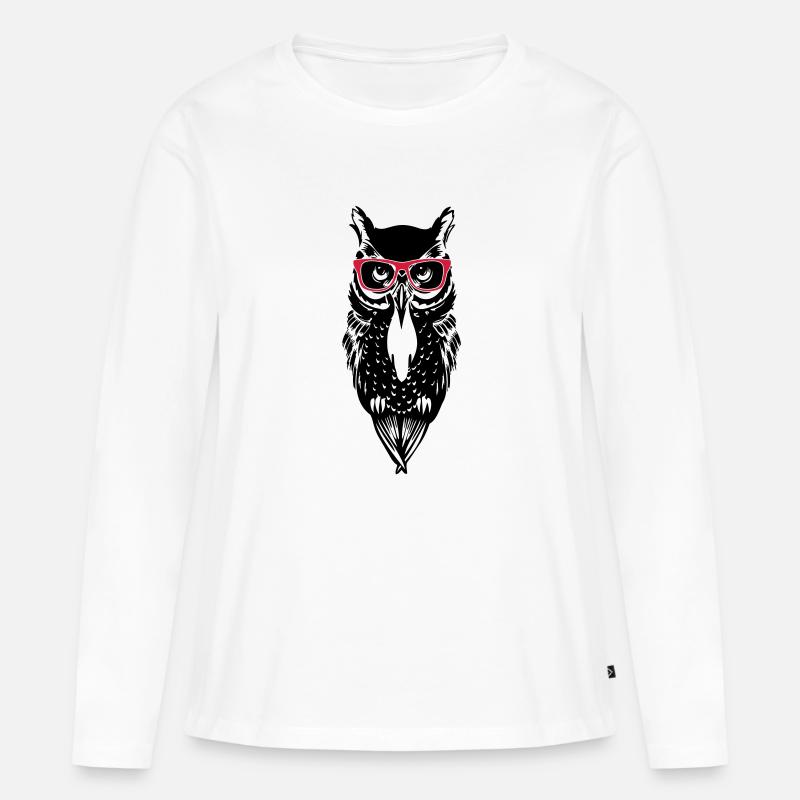eule owl_glasses_2 - Frauen Premium Bio Langarmshirt - Weiß