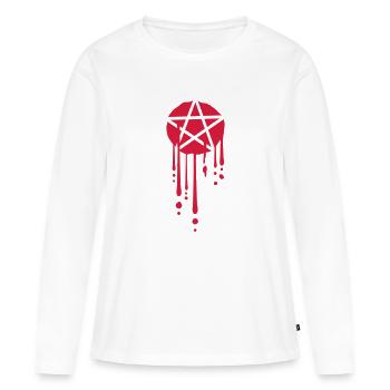 Logo Blutiges Pentagramm - Frauen Premium Bio Langarmshirt - Weiß - Vorne - Julia (174cm)