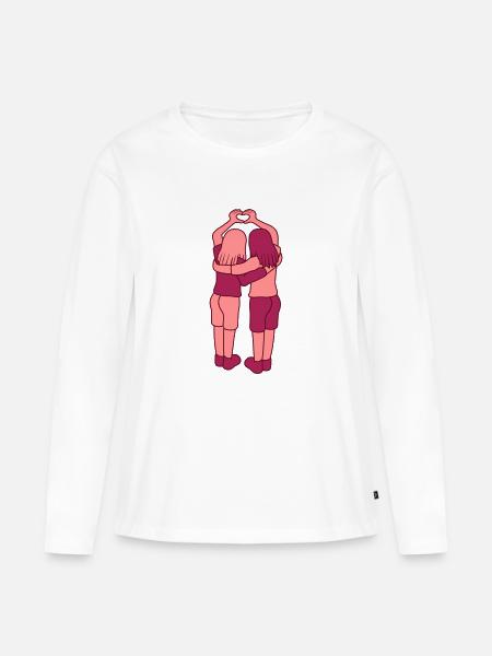 2 Freundinnen Liebe - Frauen Premium Bio Langarmshirt - Weiß