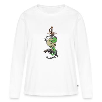 Skull Snake Revolver Rapier - T-shirt manches longues Premium bio Femme - blanc - Devant - Julia (174cm)