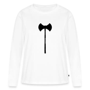 axt - Frauen Premium Bio Langarmshirt - Weiß - Vorne - Julia (174cm)