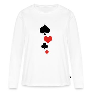Cards 1 - T-shirt manches longues Premium bio Femme - blanc - Devant - Julia (174cm)
