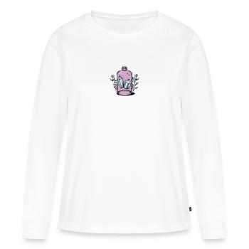 Bouteille Diamants Lilas Botanique - T-shirt manches longues Premium bio Femme - blanc - Devant - Julia (174cm)