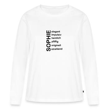 Sophie - Ein ganz spezielles Design nur für Sophie - Frauen Premium Bio Langarmshirt - Weiß - Vorne - Julia (174cm)