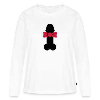 Bow cadeau de pénis, pénis Sir - T-shirt manches longues Premium bio Femme - blanc - Devant - Julia (174cm)