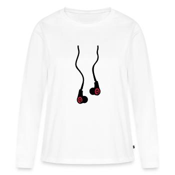 Aller écouteurs - T-shirt manches longues Premium bio Femme - blanc - Devant - Julia (174cm)