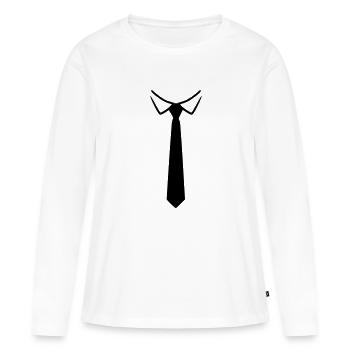 Cravate - T-shirt manches longues Premium bio Femme - blanc - Devant - Julia (174cm)