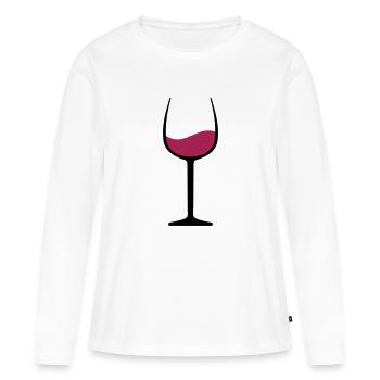 Wein - Frauen Premium Bio Langarmshirt - Weiß - Vorne - Julia (174cm)