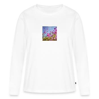 Fleur pourpre - T-shirt manches longues Premium bio Femme - blanc - Devant - Julia (174cm)