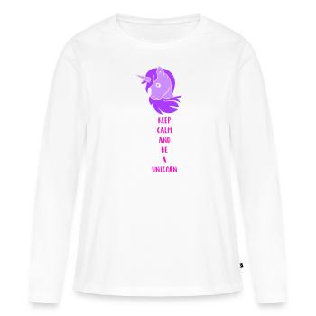 unicorn keep calm - Women's Premium Organic Long Sleeve Shirt - white - Front - Julia (174cm)