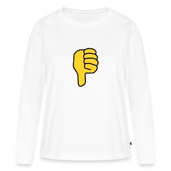 Emoji Pouce vers le bas Couleur de l’esquisse - T-shirt manches longues Premium bio Femme - blanc - Devant - Julia (174cm)
