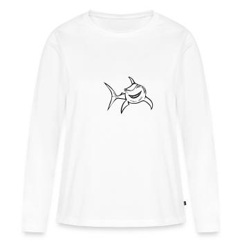 Funny shark - Women's Premium Organic Long Sleeve Shirt - white - Front - Julia (174cm)