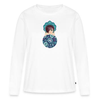 Matryoshka Catherine - T-shirt manches longues Premium bio Femme - blanc - Devant - Julia (174cm)