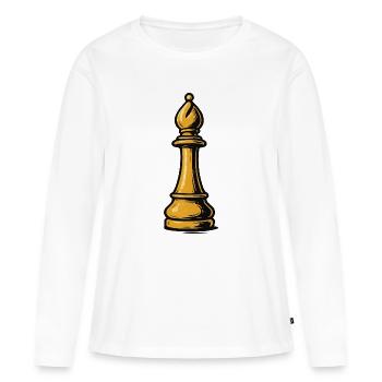 Icône d’échecs de l’évêque d’or - T-shirt manches longues Premium bio Femme - blanc - Devant - Julia (174cm)