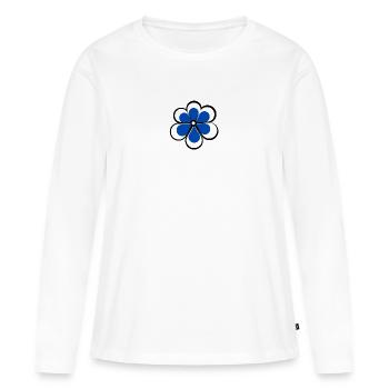 Blaue Blume - Frauen Premium Bio Langarmshirt - Weiß - Vorne - Julia (174cm)