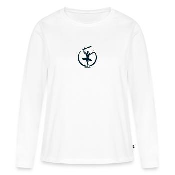 Yoga Kämpfer Pose - Frauen Premium Bio Langarmshirt - Weiß - Vorne - Julia (174cm)