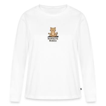 Namaste Minou Zen - T-shirt manches longues Premium bio Femme - blanc - Devant - Julia (174cm)