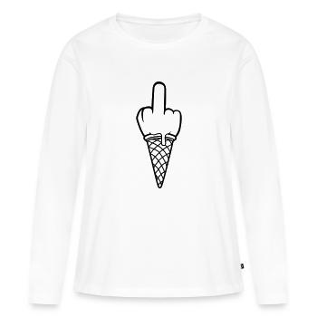 vas te faire encule wanker ball insultant majeur - T-shirt manches longues Premium bio Femme - blanc - Devant - Julia (174cm)