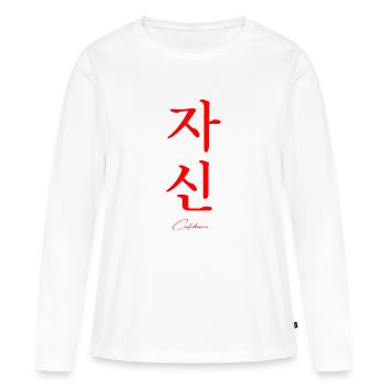 Coréen - T-shirt manches longues Premium bio Femme - blanc - Devant - Julia (174cm)