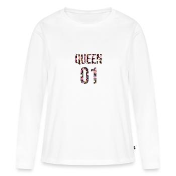 Queen King Queen Couple Outfit Motif Floral - T-shirt manches longues Premium bio Femme - blanc - Devant - Julia (174cm)