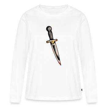 Dague de tatouage classique - T-shirt manches longues Premium bio Femme - blanc - Devant - Julia (174cm)