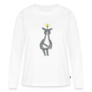 Lama hat eine Idee - Frauen Premium Bio Langarmshirt - Weiß - Vorne - Julia (174cm)