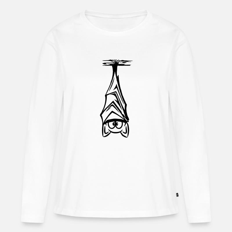 Fledermaus hängend - Frauen Premium Bio Langarmshirt - Weiß