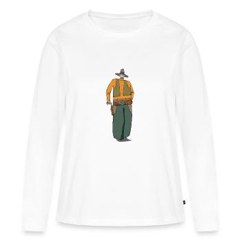 Cowboy - T-shirt manches longues Premium bio Femme - blanc - Devant - Julia (174cm)