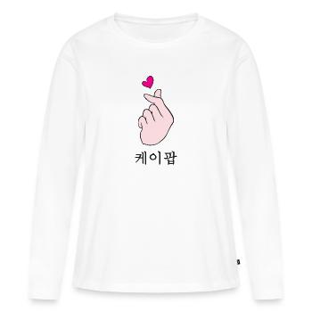 K-Pop Shirt | KPop Hand Icon Musique coréenne mignonne - T-shirt manches longues Premium bio Femme - blanc - Devant - Julia (174cm)