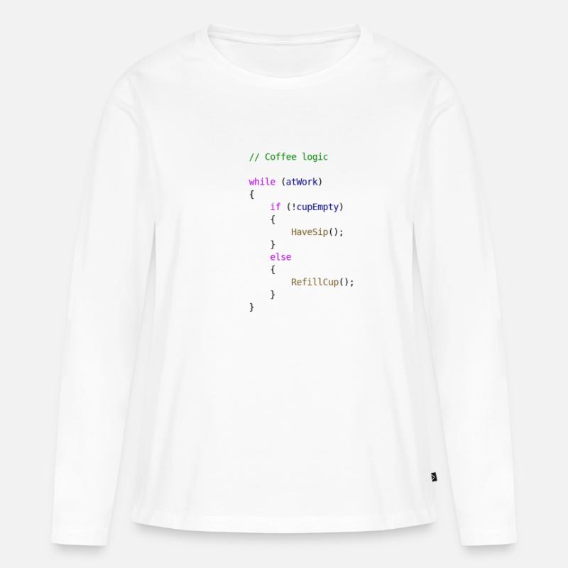 Coffee logic Programmierer Geschenkidee - Frauen Premium Bio Langarmshirt - Weiß