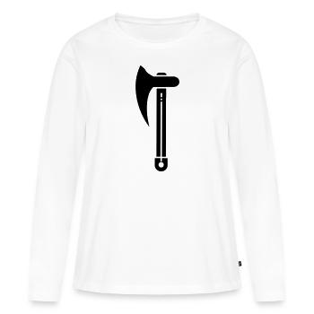hache - T-shirt manches longues Premium bio Femme - blanc - Devant - Julia (174cm)