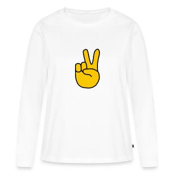 Emoji Peace Finger Sketch Couleur - T-shirt manches longues Premium bio Femme - blanc - Devant - Julia (174cm)