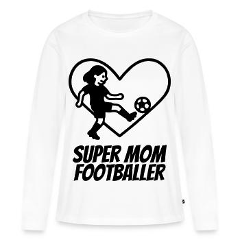 Super Maman Footballeuse – Heart Design - T-shirt manches longues Premium bio Femme - blanc - Devant - Julia (174cm)
