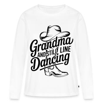 Grand-mère Cool Line Dance – Design western pour grand-mère - T-shirt manches longues Premium bio Femme - blanc - Devant - Julia (174cm)