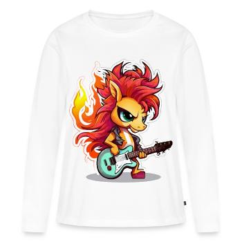 Frange jupe flamboyante avec guitare - T-shirt manches longues Premium bio Femme - blanc - Devant - Julia (174cm)