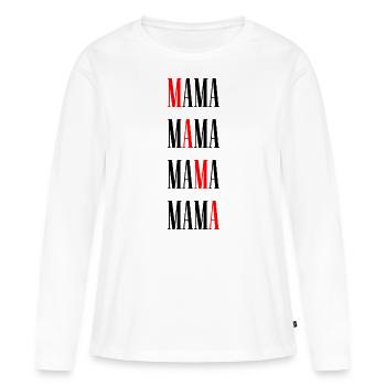 Mama Mama Mama Mama Fête des mères Cadeau de fête des mères - T-shirt manches longues Premium bio Femme - blanc - Devant - Julia (174cm)