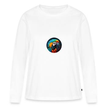 Perroquet, Coloré, Paillettes, Paillettes, Oiseau - T-shirt manches longues Premium bio Femme - blanc - Devant - Julia (174cm)