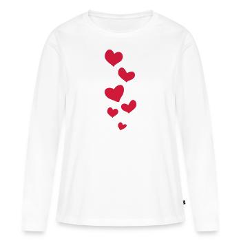 six cœurs rouges - T-shirt manches longues Premium bio Femme - blanc - Devant - Julia (174cm)