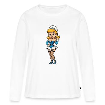 femme gnome bleue - T-shirt manches longues Premium bio Femme - blanc - Devant - Julia (174cm)
