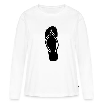 pantoufles tongs chaussures sandales pieds anzie - T-shirt manches longues Premium bio Femme - blanc - Devant - Julia (174cm)