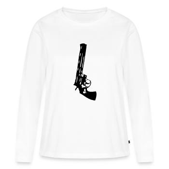 Waffe Pistole - Frauen Premium Bio Langarmshirt - Weiß - Vorne - Julia (174cm)