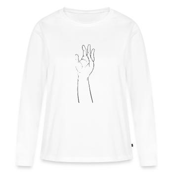 Main - T-shirt manches longues Premium bio Femme - blanc - Devant - Julia (174cm)